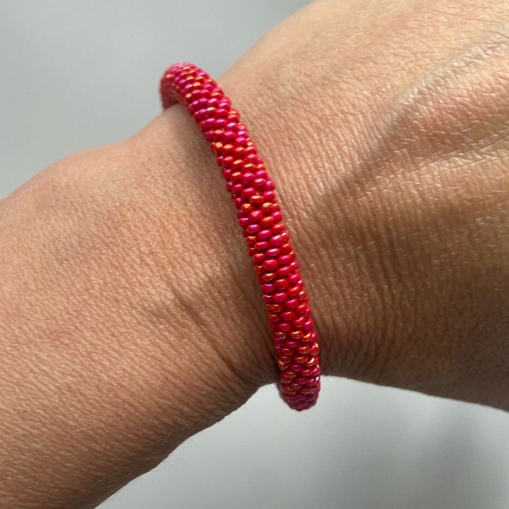 African roll bead bangle bracelet red